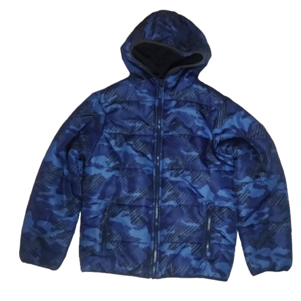Roebuck & Co, Hooded Puffer Jacket, SIZE: M/M 10/12, blue + black